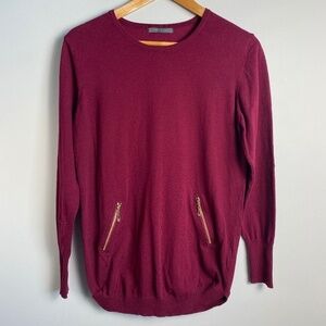 Suzy Shier Burgundy Long Sleeve Crew Neck Tunic Sweater Top‎ Size Large Women's
